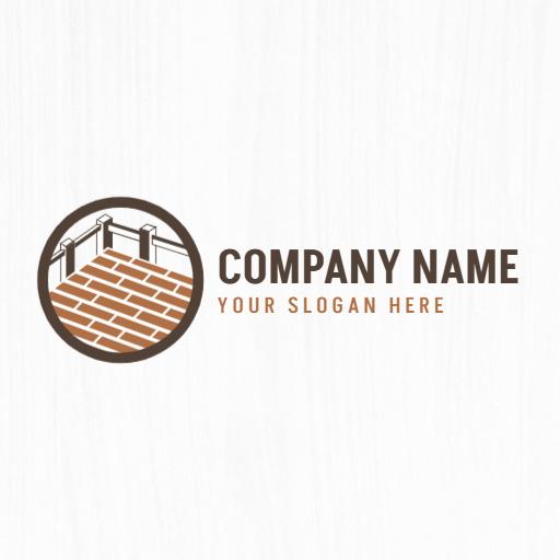 Sturdy Brown Deck Design with Elegant Railings Logo Template