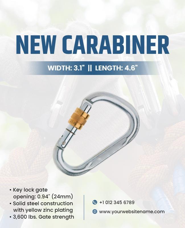 Sturdy Steel Carabiner with Key Lock Design Poster Template