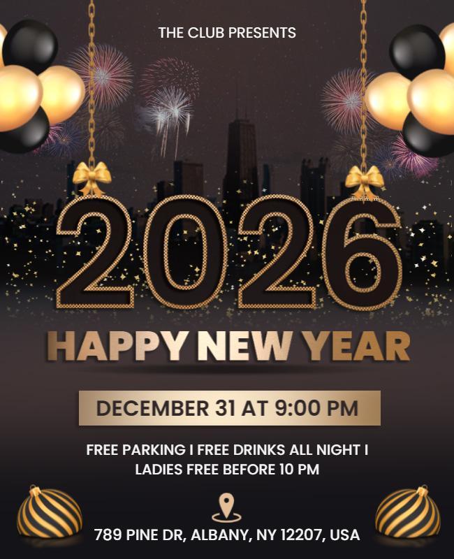 Stylish 2026 New Year Celebration Flyer Template