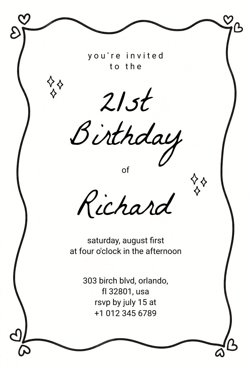 Stylish 21st Birthday Celebration Invitation Template