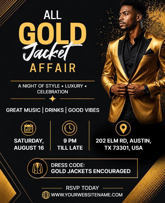 Stylish All Gold Jacket Affair Party Flyer Template