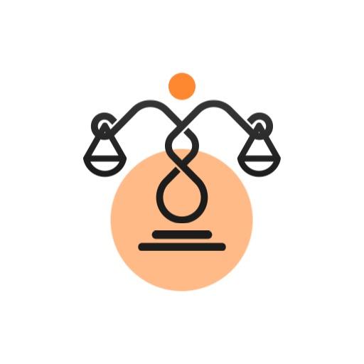 Stylish and Balanced Law Firm Logo Featuring Scales of Justice Logo Template