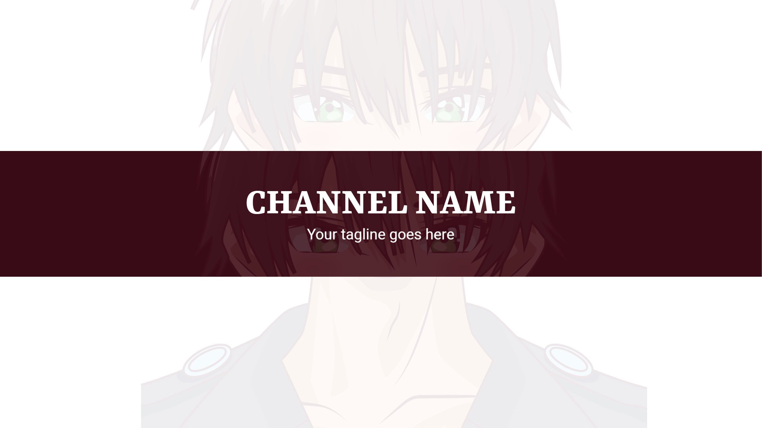 Stylish Anime Character with Dark Red Background YouTube Banner Template
