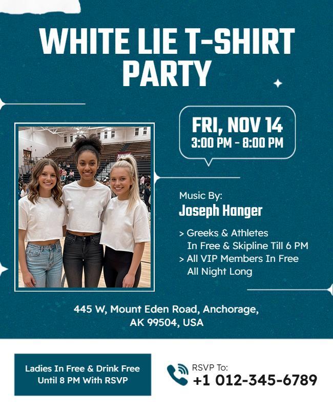 Stylish Aqua Themed T-Shirt Party Invitation Flyer Template
