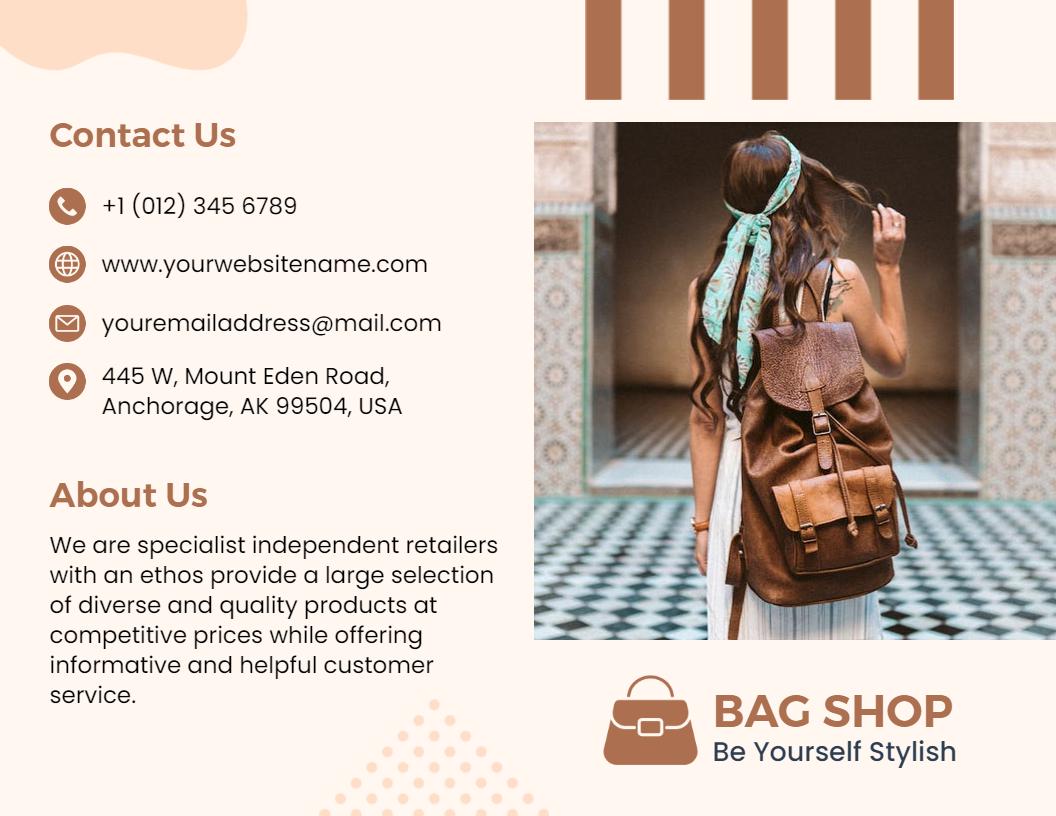 Stylish Bag Shop Product Catalog and Sale Brochure Template