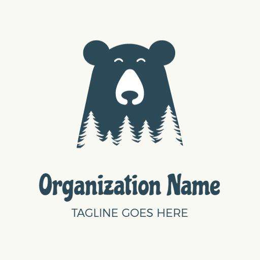 Stylish Bear Illustration with Forest Element for Animal Logo Template