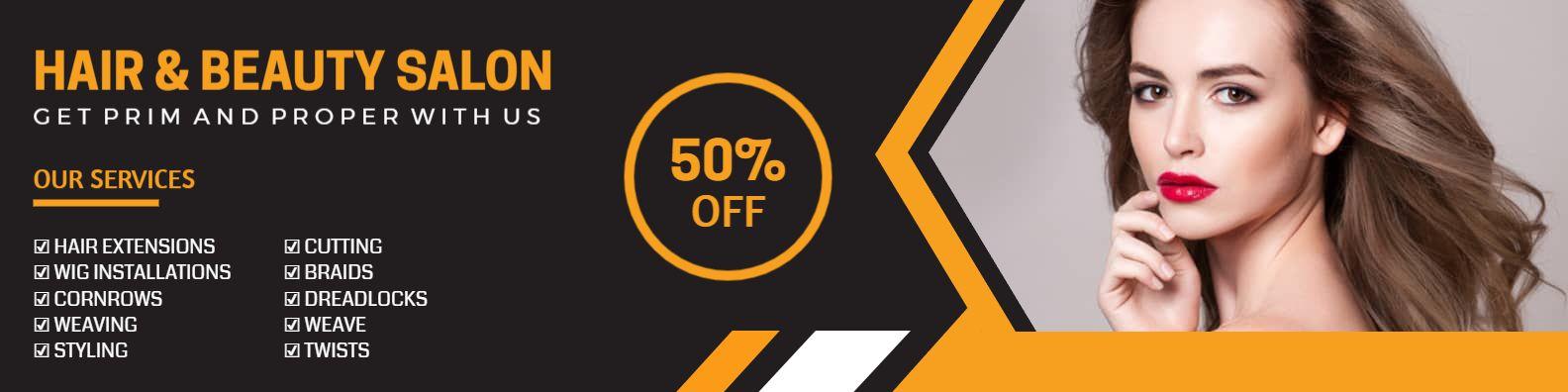 Stylish Beauty and Hair Services Promotion with Bold Colors Banner Template