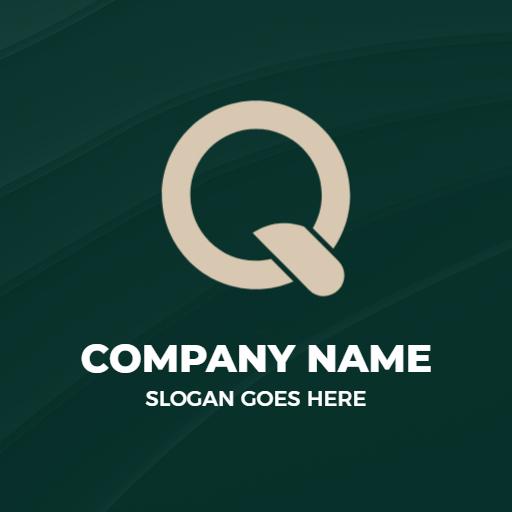 Stylish Beige and Dark Green Q Letter Design Logo Template