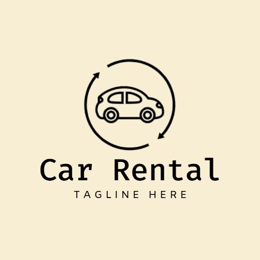 Stylish Beige Background Featuring Car Rental Services Logo Template