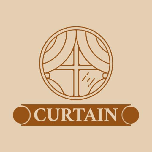 Stylish Beige Curtain Design for Interior Business Logo Template