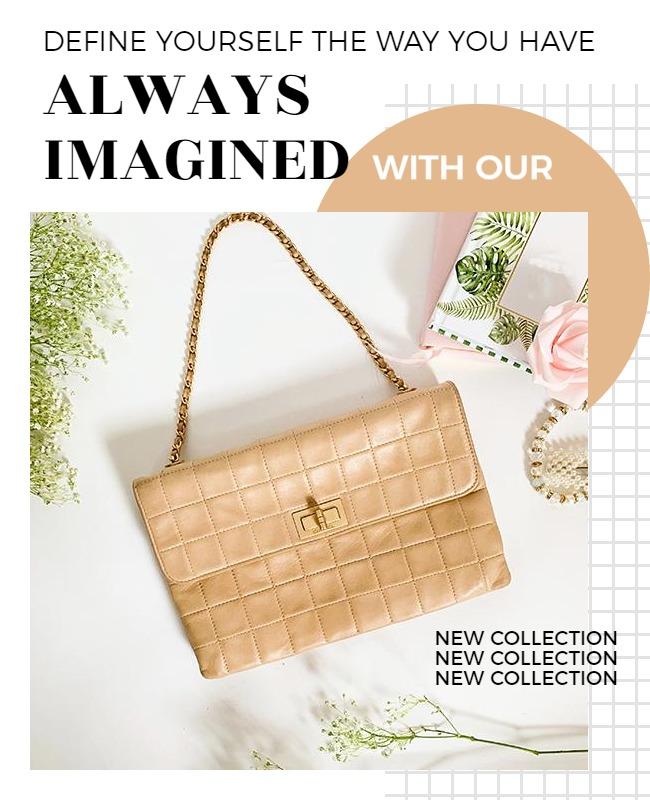 Stylish Beige Handbag Fashion Collection Poster Template