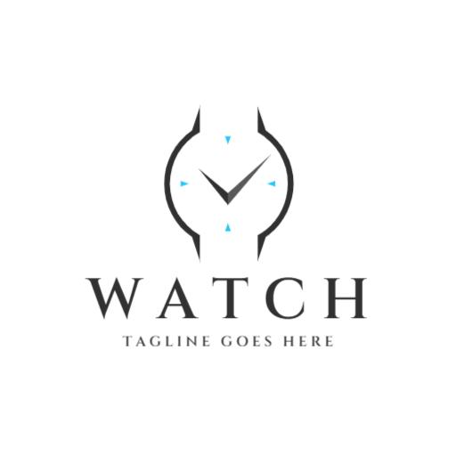 Stylish Black and Blue Clock Design for Premium Watch Logo Template
