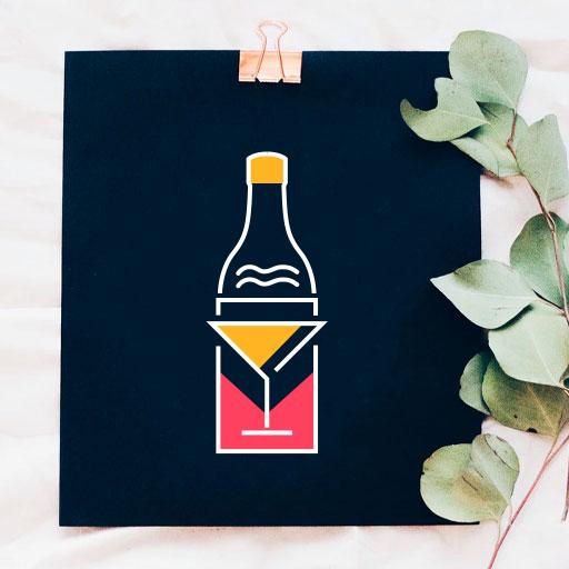 Stylish Black and Colorful Wine Bottle Bar Logo Template