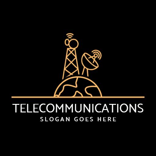 Stylish Black and Gold Global Telecommunications Network Logo Template