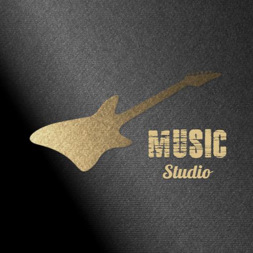 Stylish Black and Gold Music Studio Mockup Logo Template