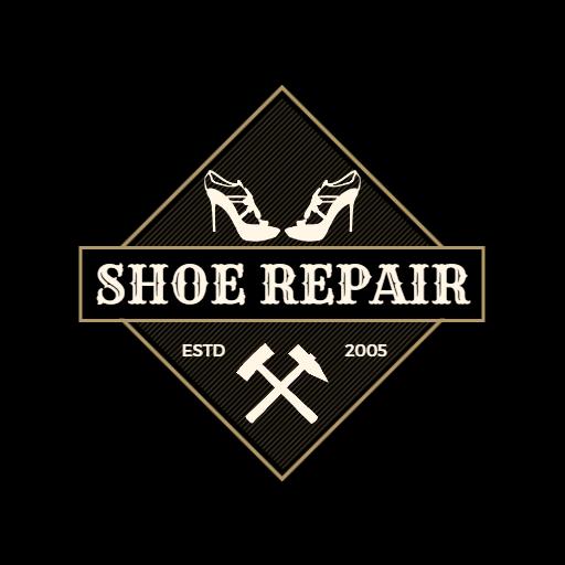 Stylish Black and Gold Shoe Repair Services Logo Template