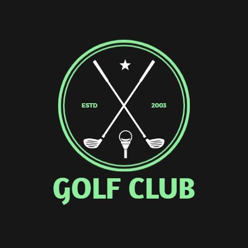 Stylish Black and Green Golf Club with Crossed Clubs Logo Template