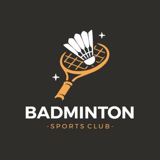 Stylish Black and Orange Badminton Sports Club Logo Template
