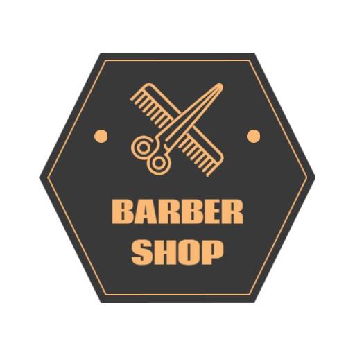 Stylish Black and Orange Barber Shop Logo Featuring Scissors Template