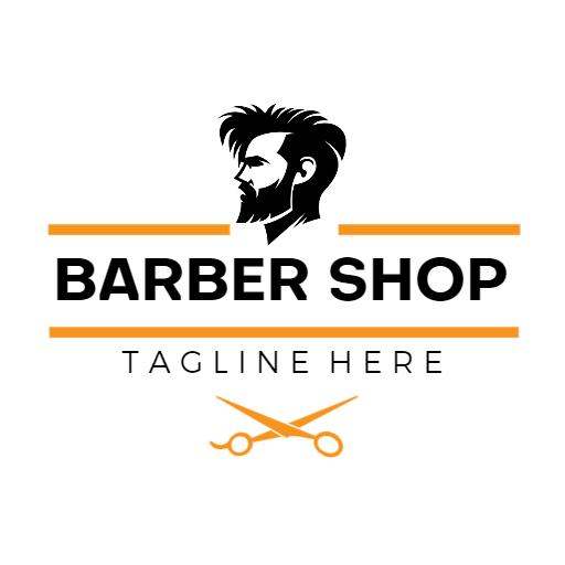 Stylish Black and Orange Barber Shop Logo for Modern Grooming Template