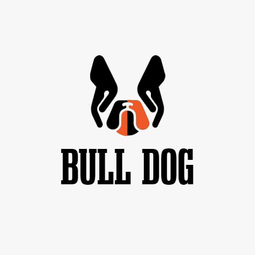 Stylish Black and Orange Bulldog Mascot Design Logo Template