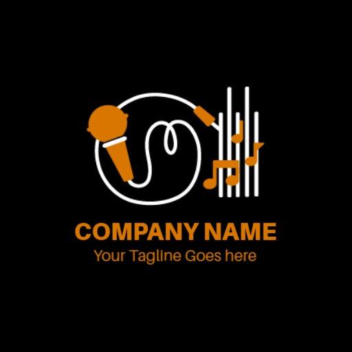 Stylish Black and Orange Music Production Luxury Logo Template