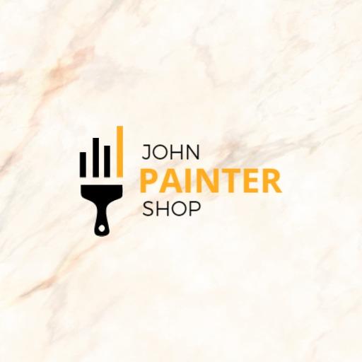 Stylish Black and Orange Painter Shop Services Logo Template