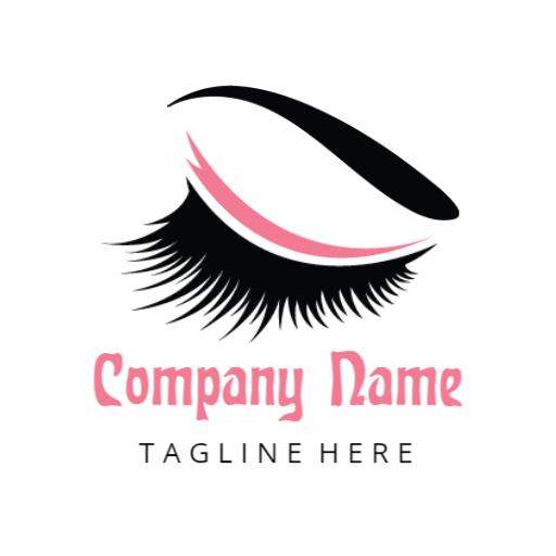 Stylish Black and Pink Eyelash Design for Beauty Logo Template