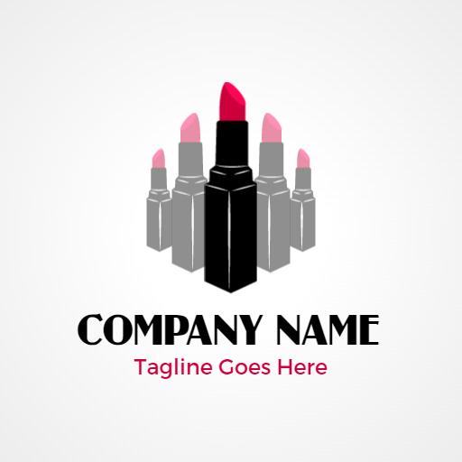 Stylish Black and Pink Lipstick Design for Makeup Logo Template