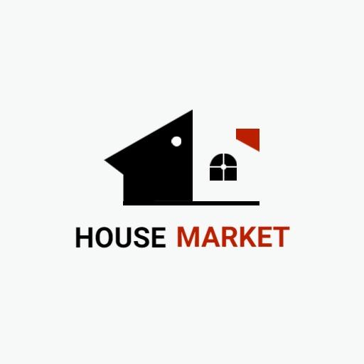 Stylish Black and Red House Design for Real Estate Marketing Logo Template