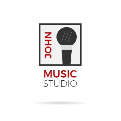 Stylish Black and Red Microphone Design for Music Studio Logo Template