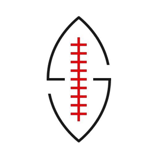 Stylish Black and Red Rugby Ball Design for Sports Logo Template