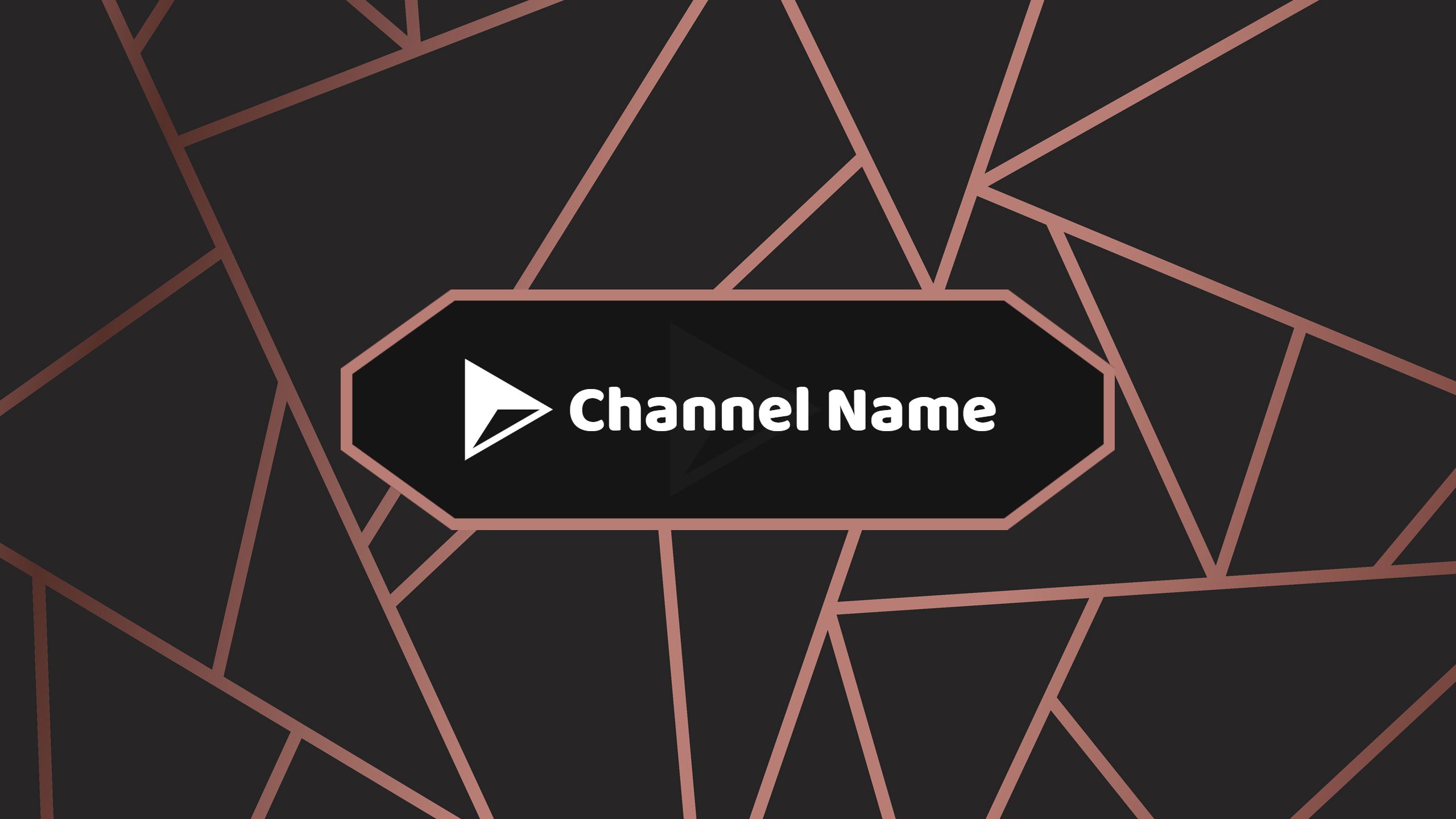 Stylish Black and Rose Gold Geometric YouTube Channel Banner Template