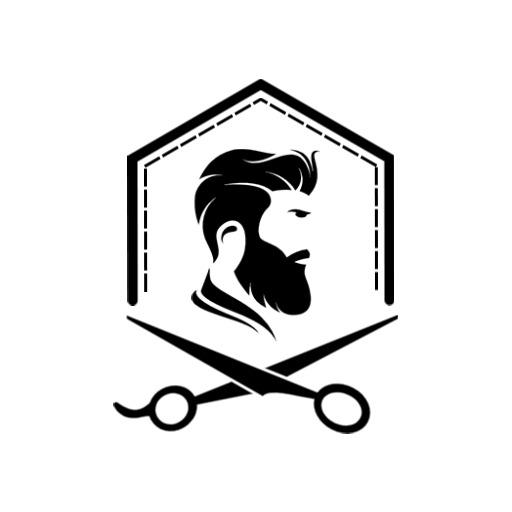 Stylish Black and White Barber Shop Featuring Scissors Logo Template