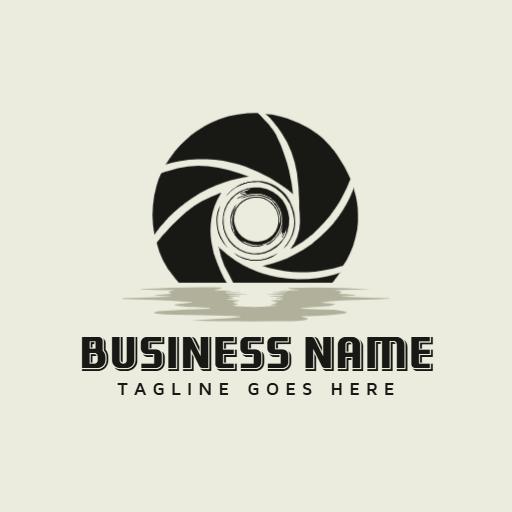Stylish Black and White Camera Lens Reflection Logo Template