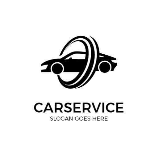 Stylish Black and White Car Service Design Logo Template