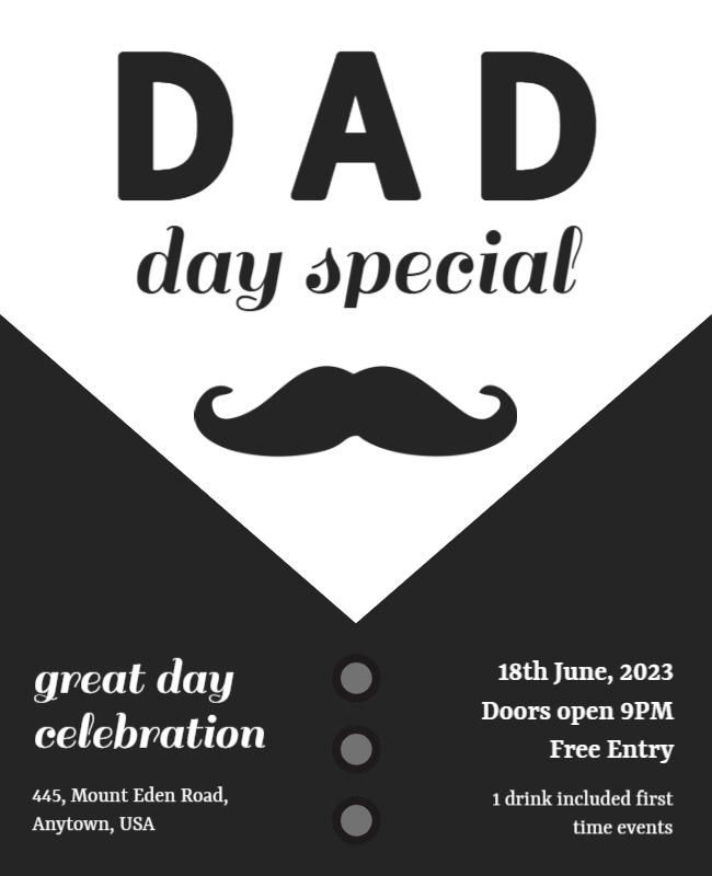 Stylish Black and White Dad Day Special Celebration Poster Template