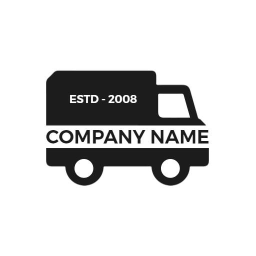 Stylish Black and White Delivery Truck Design Logo Template