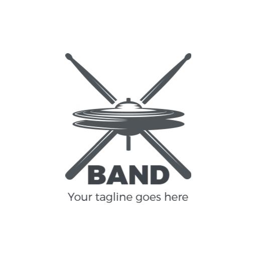 Stylish Black and White Drums Representing Music Band Logo Template