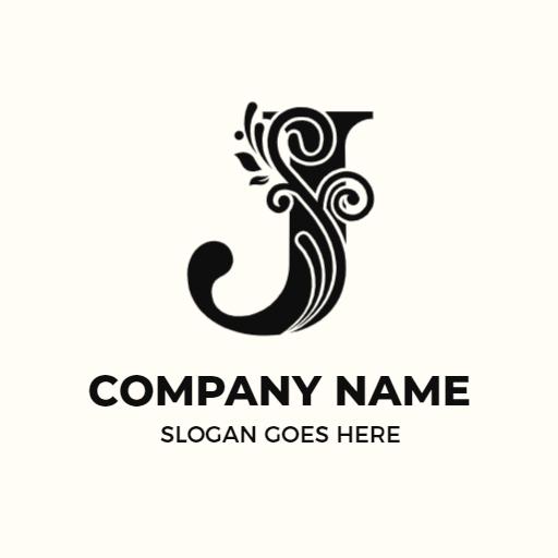 Stylish Black and White Floral J Letter Design Logo Template