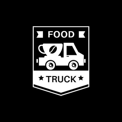 Stylish Black and White Food Truck Design Logo Template