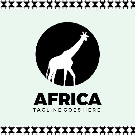 Stylish Black and White Giraffe Illustrating African Culture Logo Template