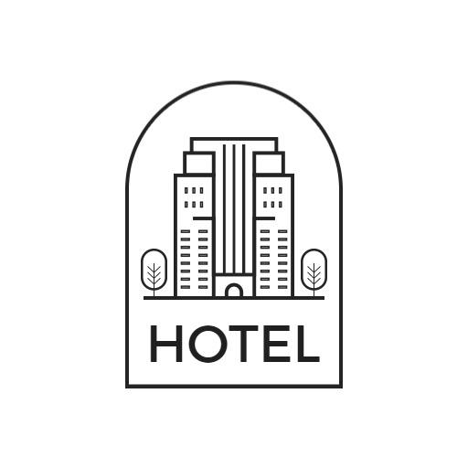 Stylish Black and White Hotel Building Design Logo Template