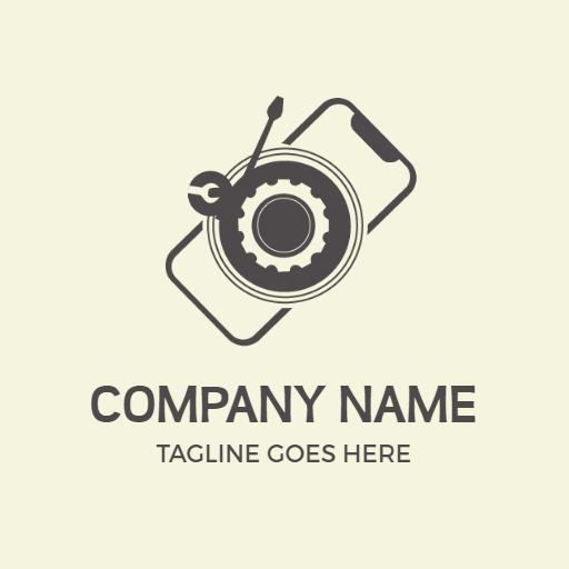 Stylish Black and White Mobile Repairing Service Logo Template