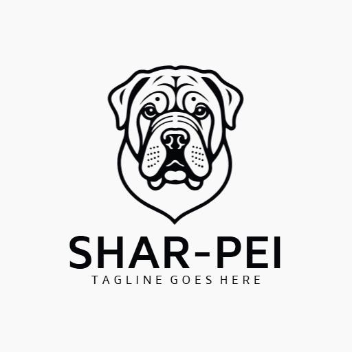 Stylish Black and White Shar-Pei Dog Logo Template