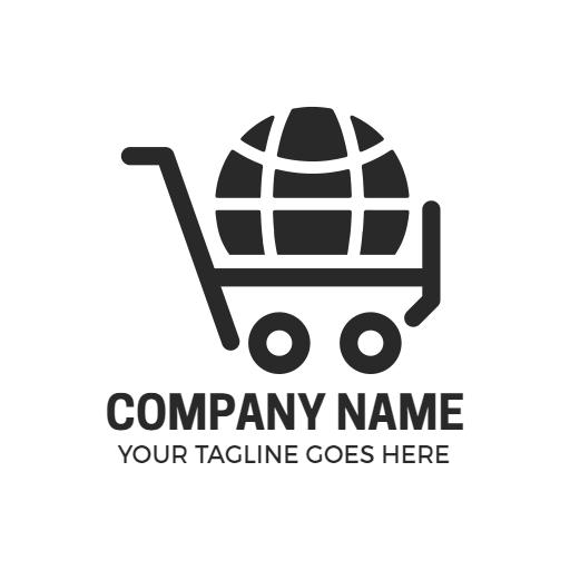 Stylish Black and White Shopping Cart Design Logo Template