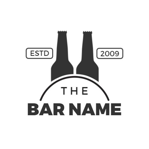 Stylish Black and White Wine Bar Logo Featuring Elegant Bottles Logo Template
