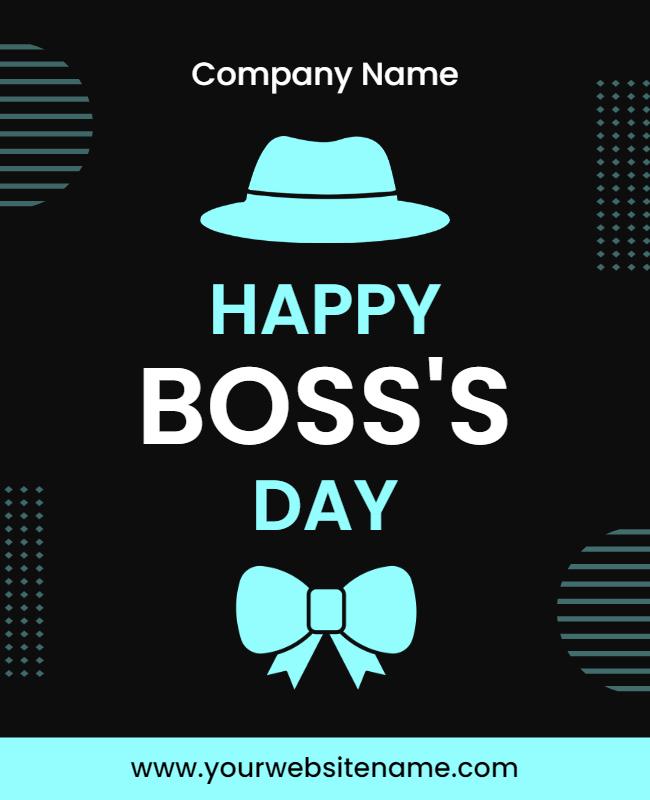 Stylish Black Boss's Day Celebration Poster Template