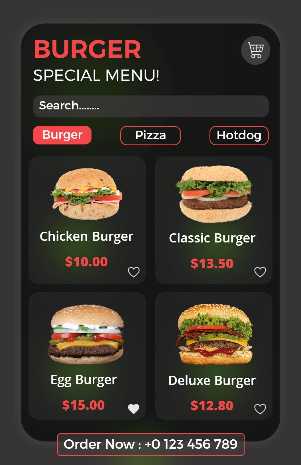 Stylish Black Burger Variety Selection Menu Template