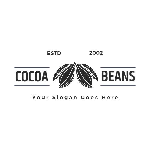 Stylish Black Cocoa Beans Logo with Elegant Leaf Design Logo Template